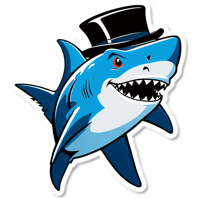 Shark with a top hat emoji