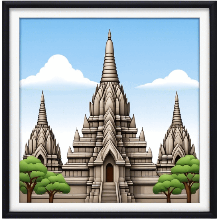 Prambanan Temple Landmark Emoji – Showcasing its towering Hindu temple spires with intricate carvings. emoji