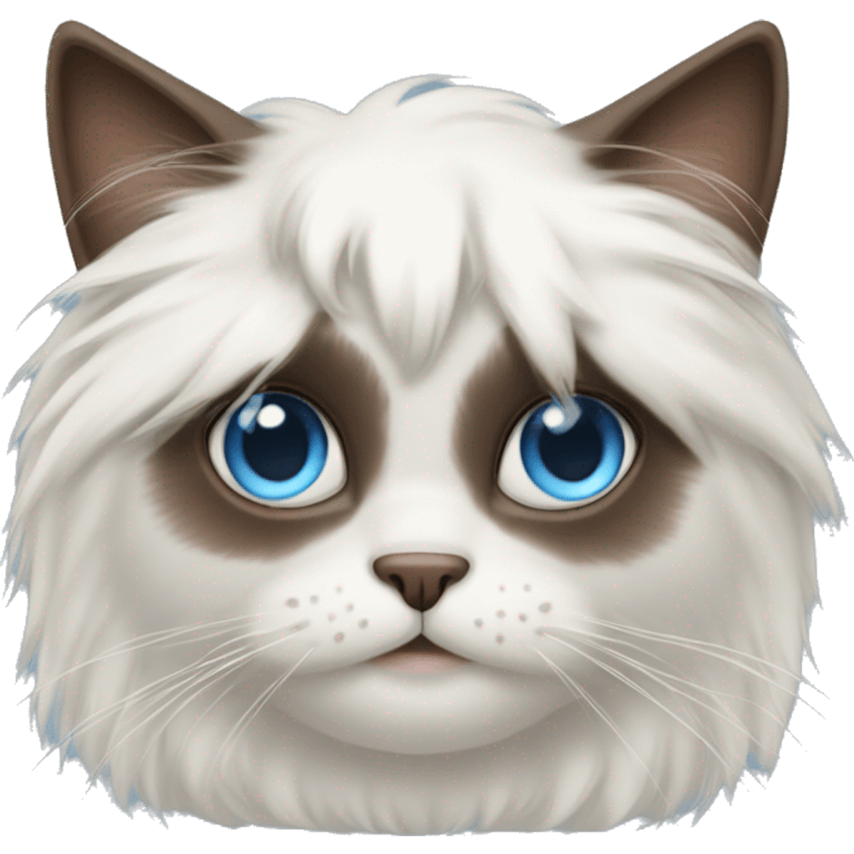 White long hair cat with different eyes: brown and blue. And he is a misantrope emoji