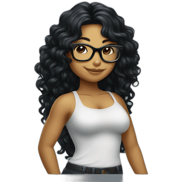 Sexy Turtle with glasses and long black curly hair emoji