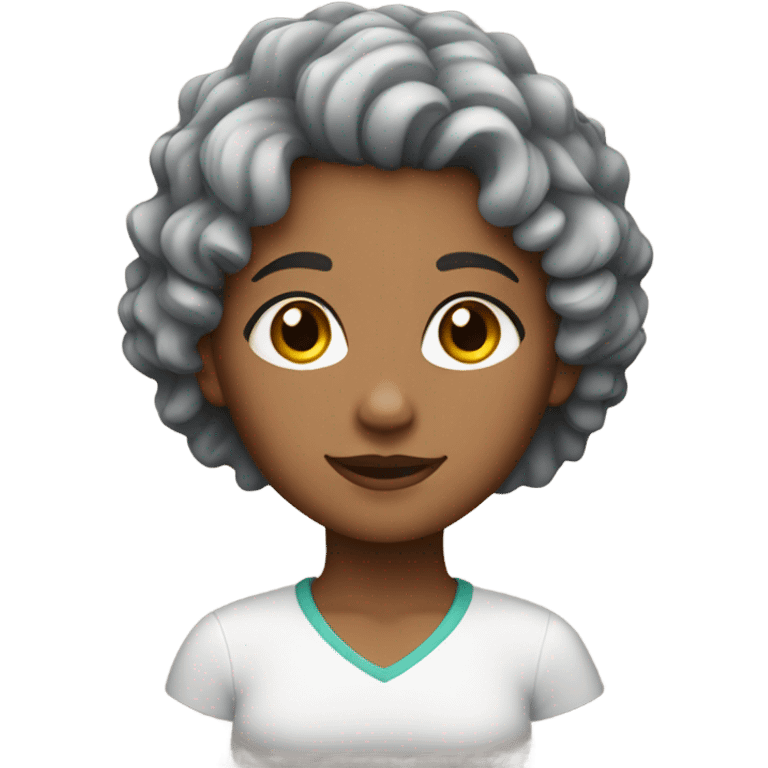 Short curly grey hair brown girl  emoji