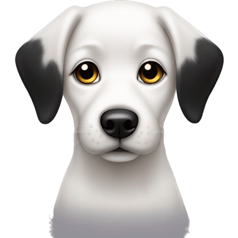 Cute white dog with black ears and black nose emoji