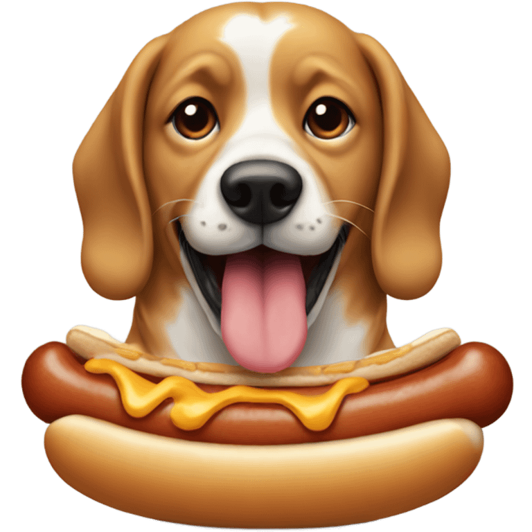 dog eating a hotdog emoji