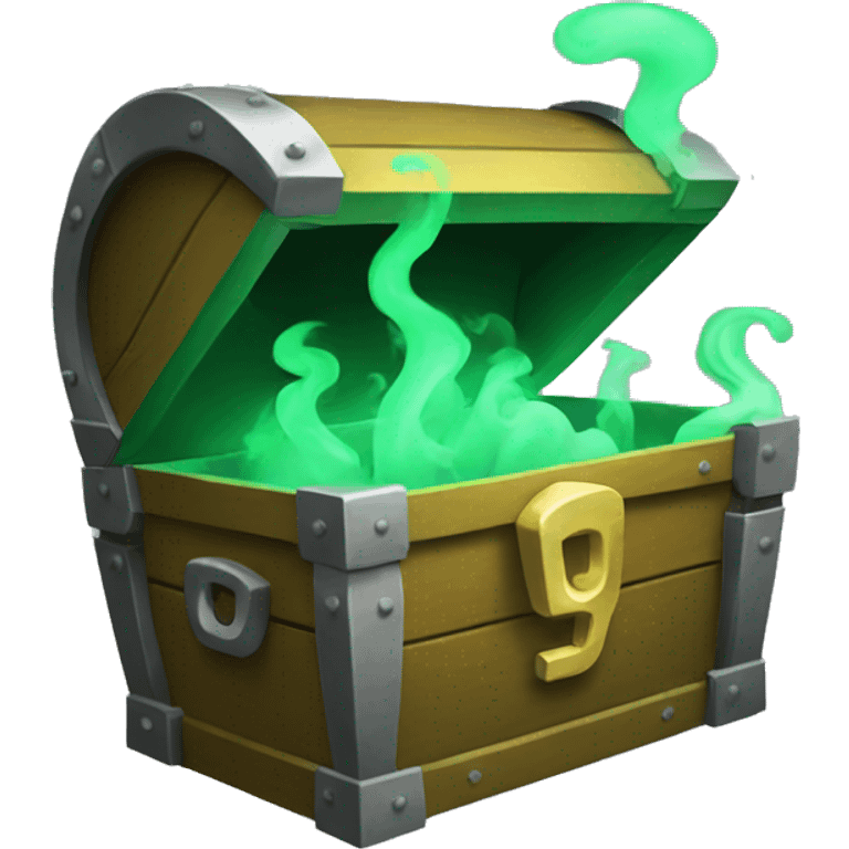 open Green treasure chest with green smoke coming out emoji