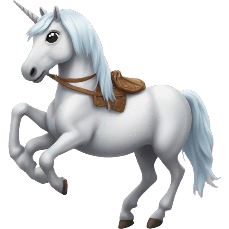 Saltamontes cabalgando sobre un unicornio emoji