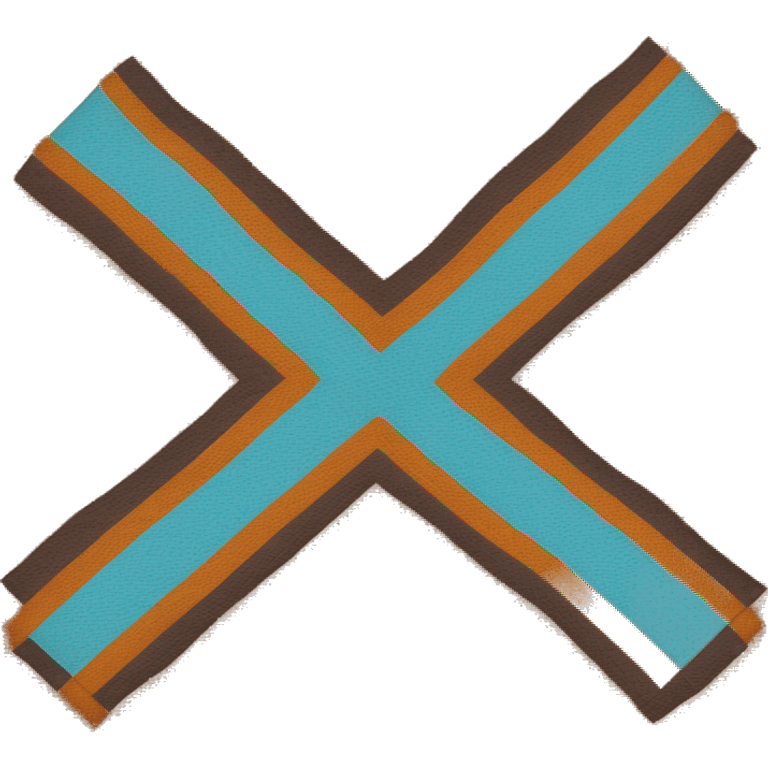 The Goliushi Language flag: a brown flag with a navy blue cross, an Aquamarine line though it, two yellow squares on the cross, and an orange bright orange stripes in the center of the cross  emoji