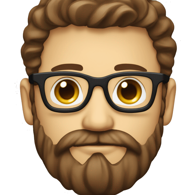 homme barbu yeux marrons lunette fin e doré emoji