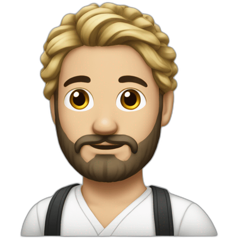 French man with a hair bun and black beard emoji