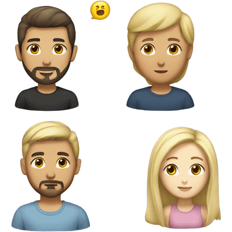 brunette of Asian appearance with a blond guy with a beard emoji