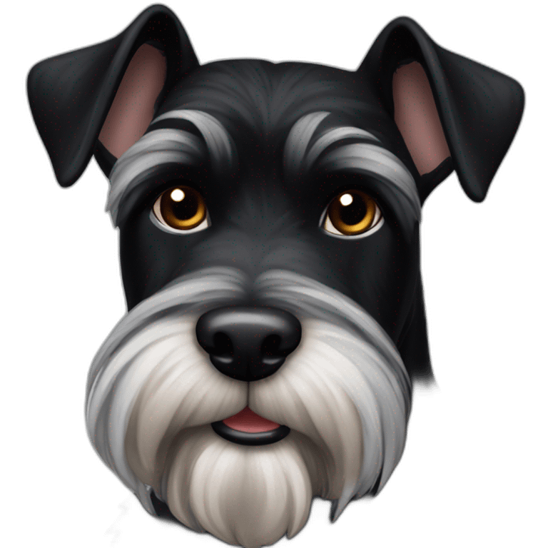 Black schnauzer dog but ears like a cow emoji