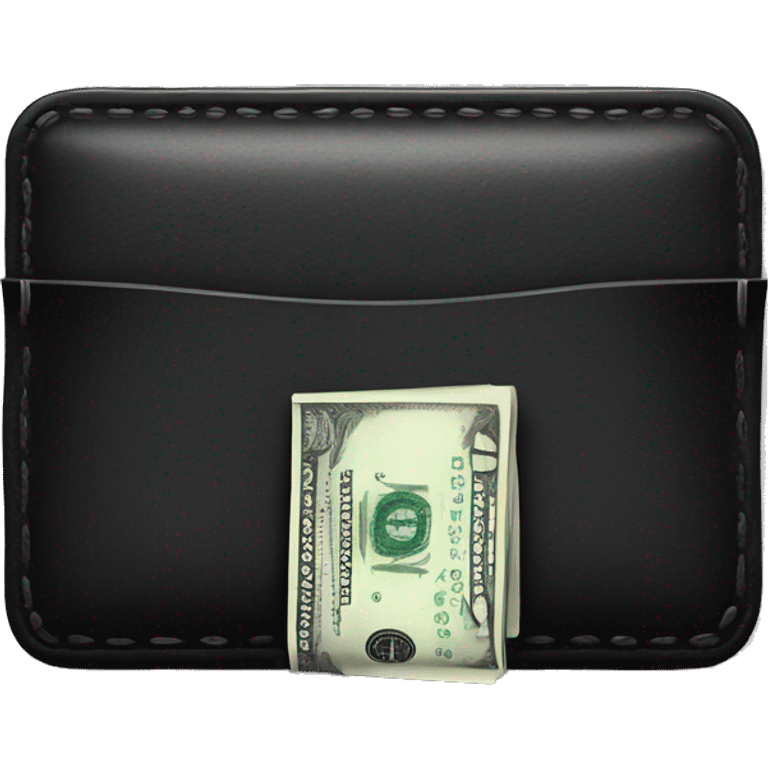 Black wallet with 1 dollar bill in it emoji