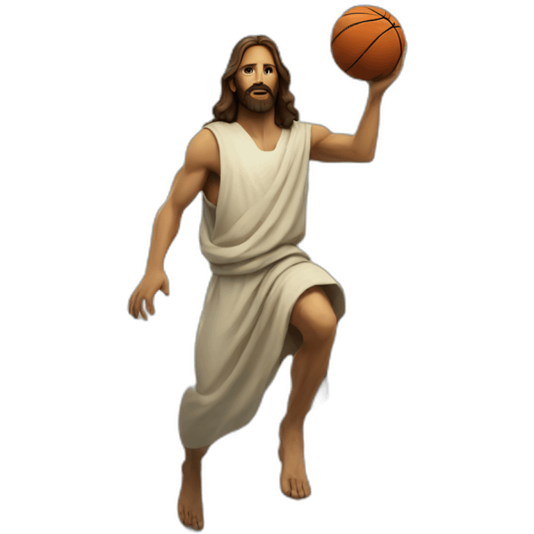 jesus playing basketball with aliens emoji