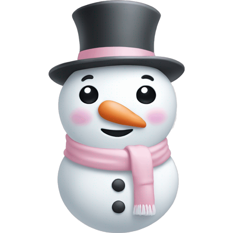 Cute white and light pink snowman emoji