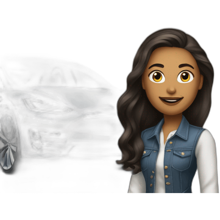 Marianne Lewis in front of Tesla emoji