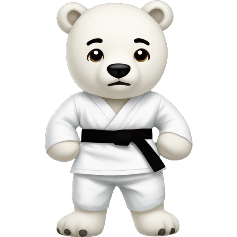 Polar bear stuffed animal with karate outfit black belt  emoji