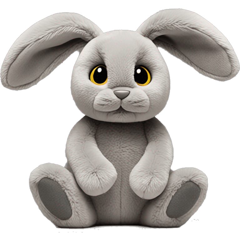 grey bunny jellycat with cute blank full black eyes emoji