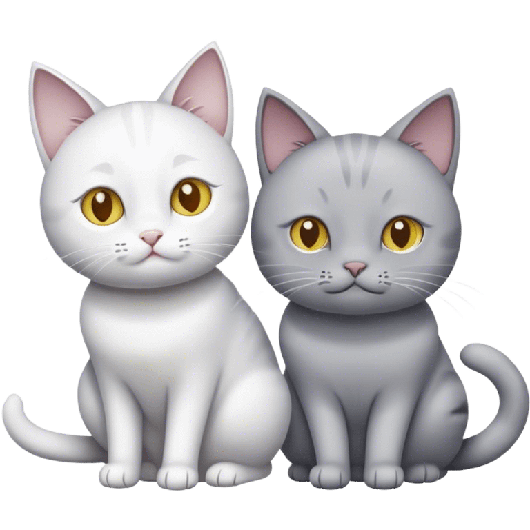 A grey cat and a white cat emoji