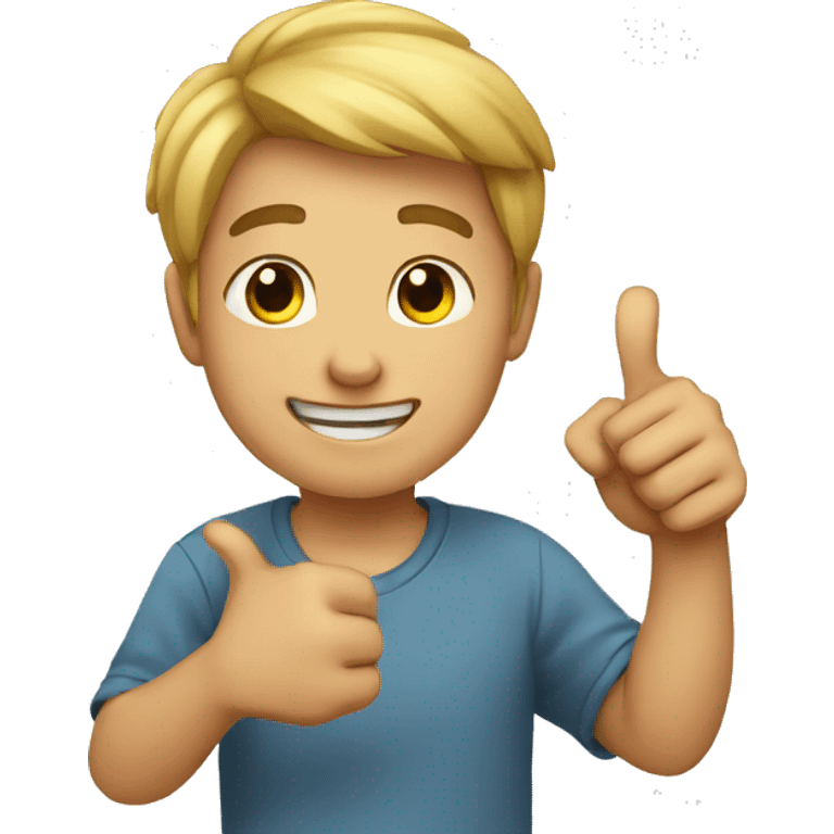 Boy posing showing to thumbs up emoji