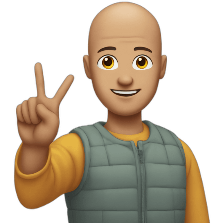 bald guy doing peace sign emoji