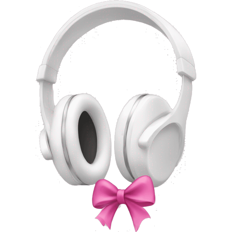 White headphones with pink bows on them emoji