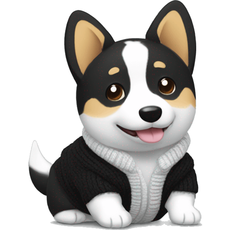 Black and white corgie cardigan with laptop emoji