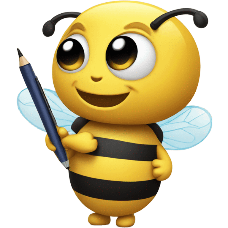 very cute busy bee with pen emoji