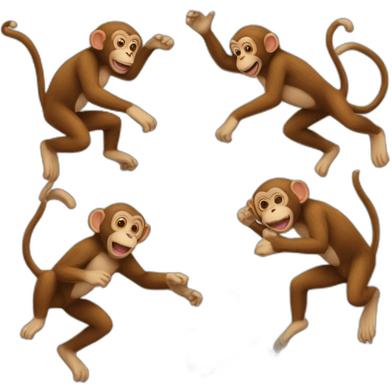 5 monkeys jumping on a bed  emoji