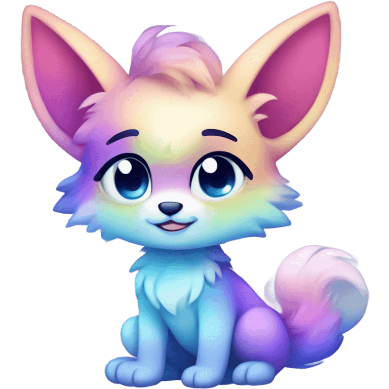 Adorable innocent cute gradient-Sparkle-nebula-fursona furry, full body emoji