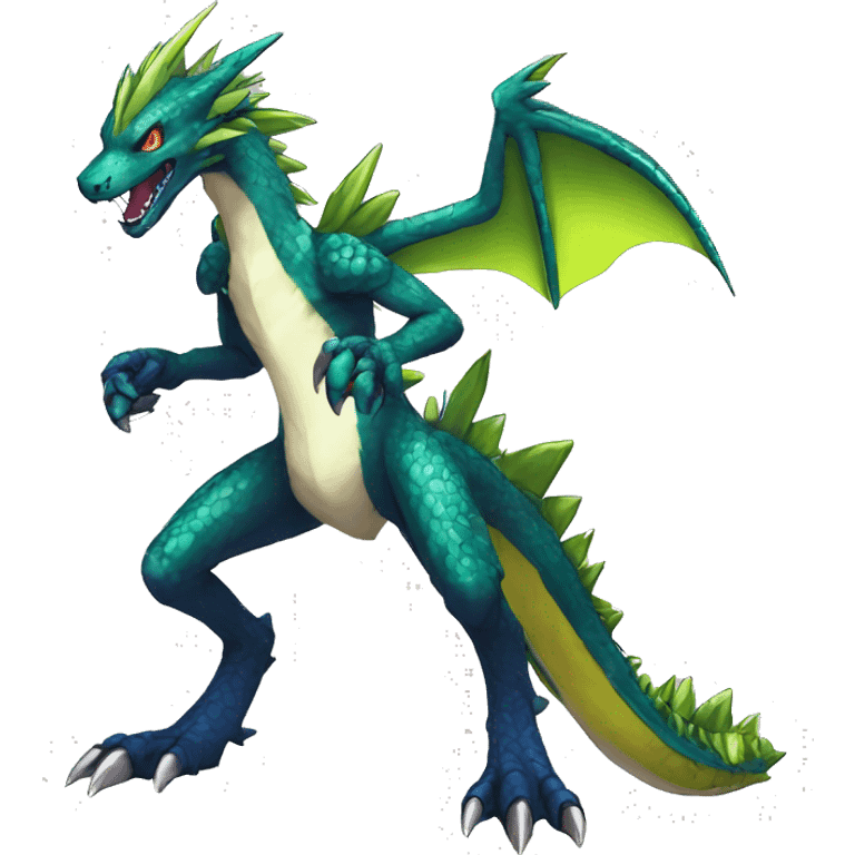  Edgy Shiny Colorful Digimon-Fakemon-Reptile-Dragon-Sergal full body emoji