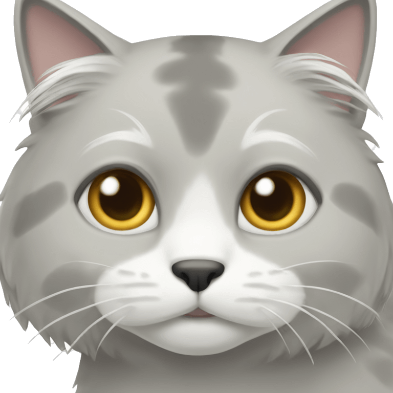 Grey and white medium hair cat  emoji