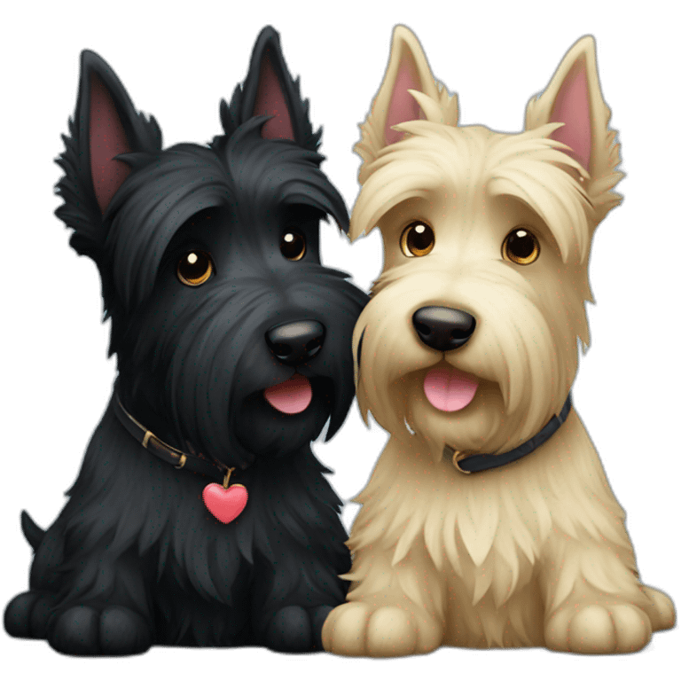 Two black Scottish terrier kissing emoji