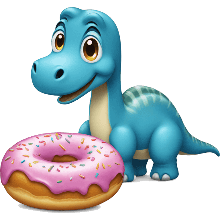 Brontosaurus blue with donut  emoji