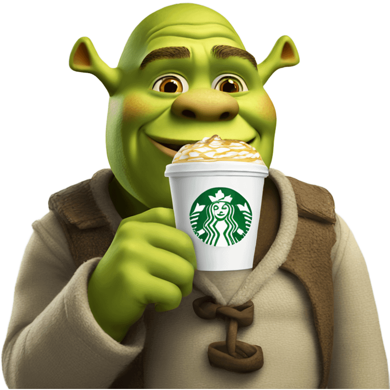 Shrek drinking Starbucks  emoji