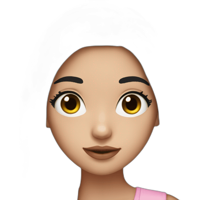 A girl with long black hair and eyelashes and pink cheeks  emoji