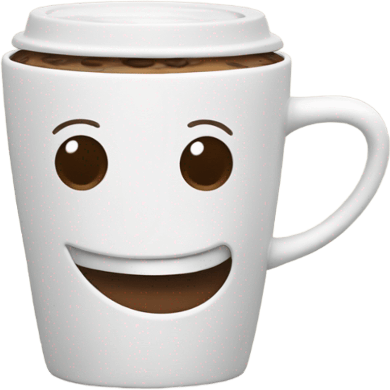 happy coffee cup with arms and legs emoji