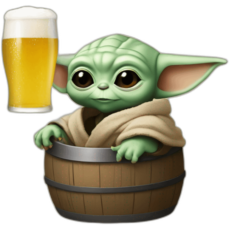 Baby Yoda qui tient une bière emoji