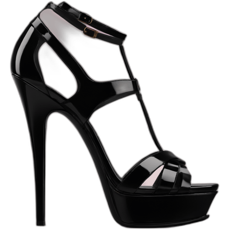 YSL TRIBUTE heels SANDAL black PATENT LEATHER emoji