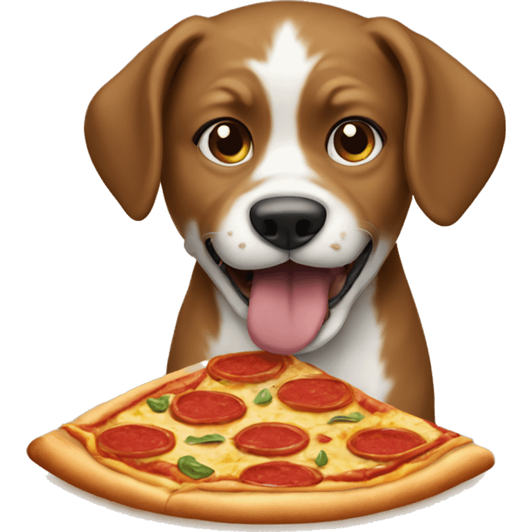 Dog eating a pizza emoji