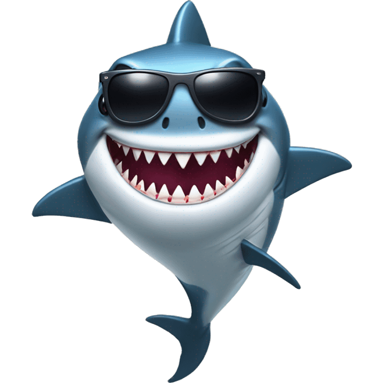 Shark wearing a tutu surfing with sunglasses emoji