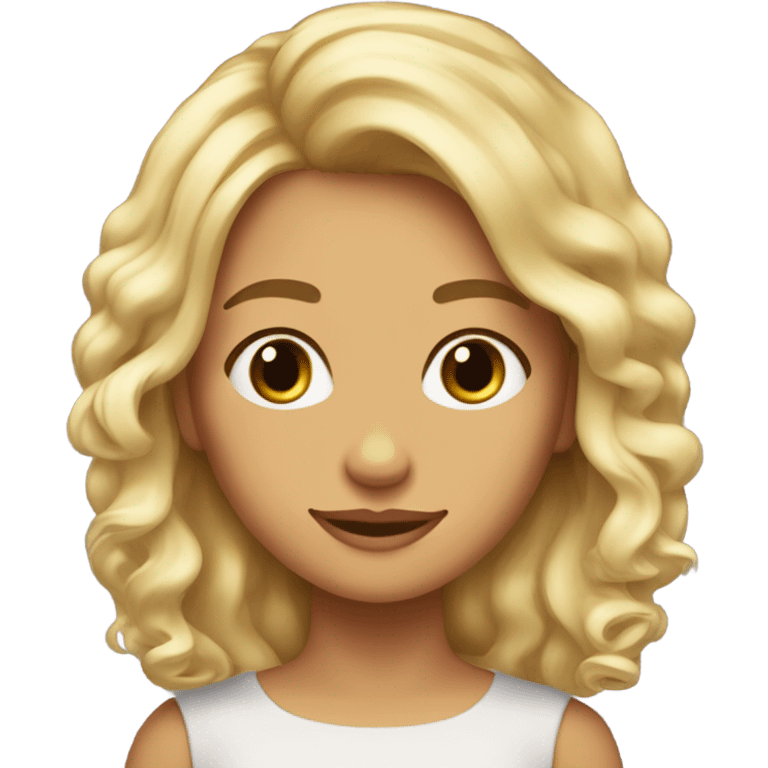 Chica rubia con pelo ondulado planchándole el pelo a su amiga castaña  emoji