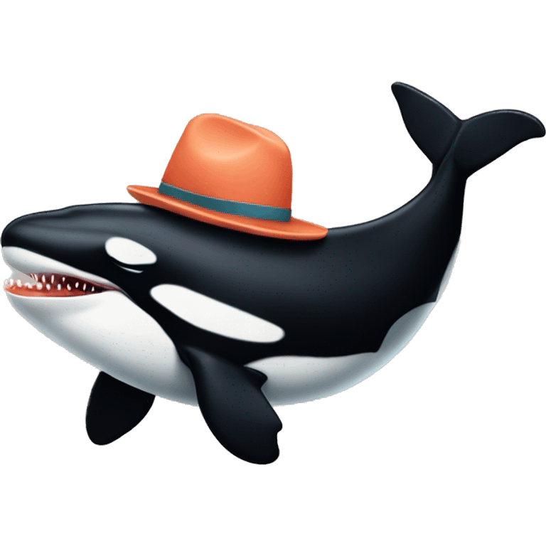 an orca wearing a hat that is made of dead salmon emoji