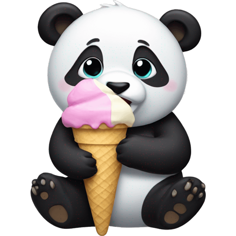 Panda eating ice cream emoji