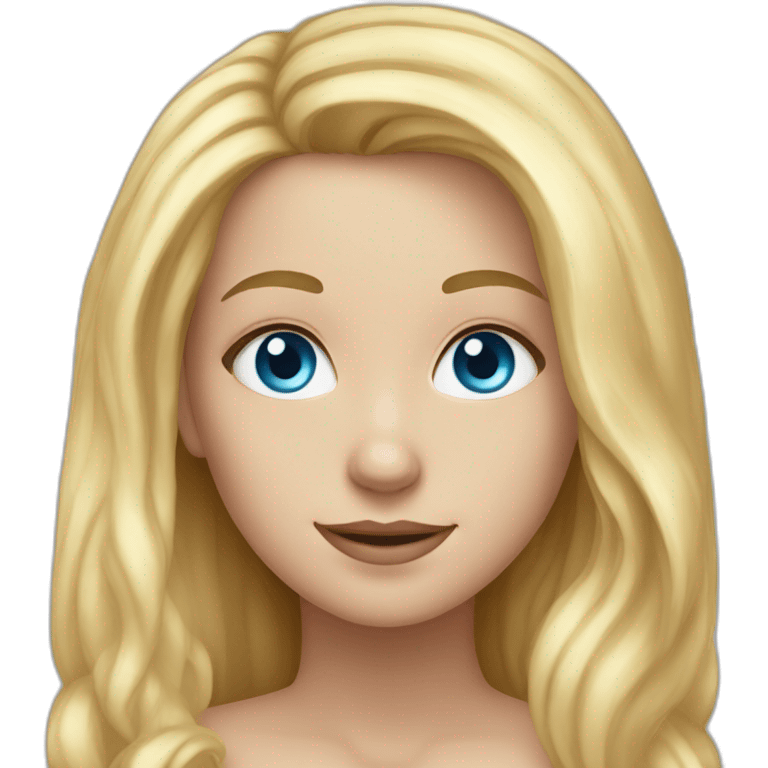 White Girl with long blond hair and with blue eyessmiling emoji