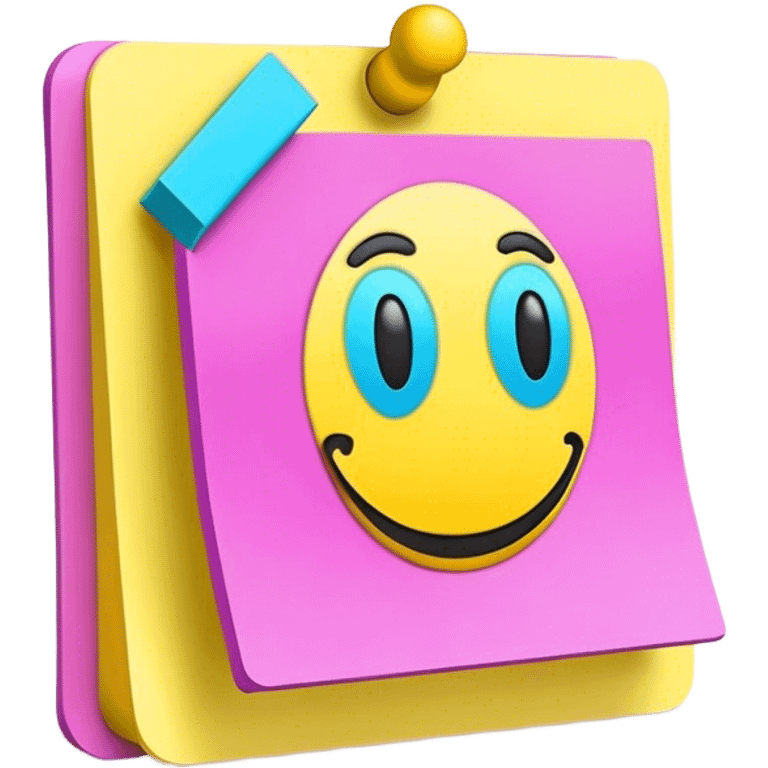 3D, psychedelic colored hippie style sticky note emoji