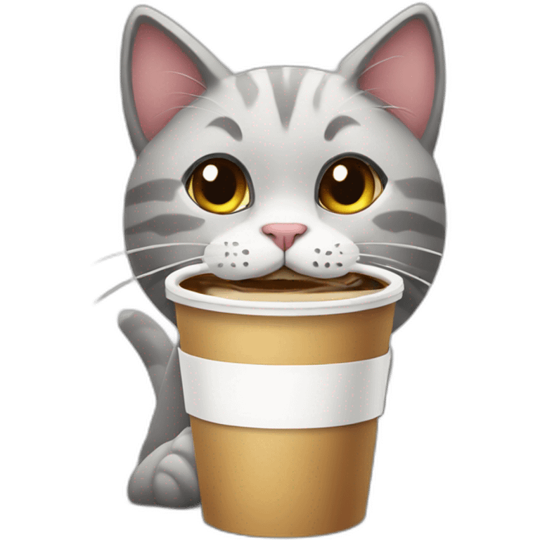 Cat drink coffee emoji