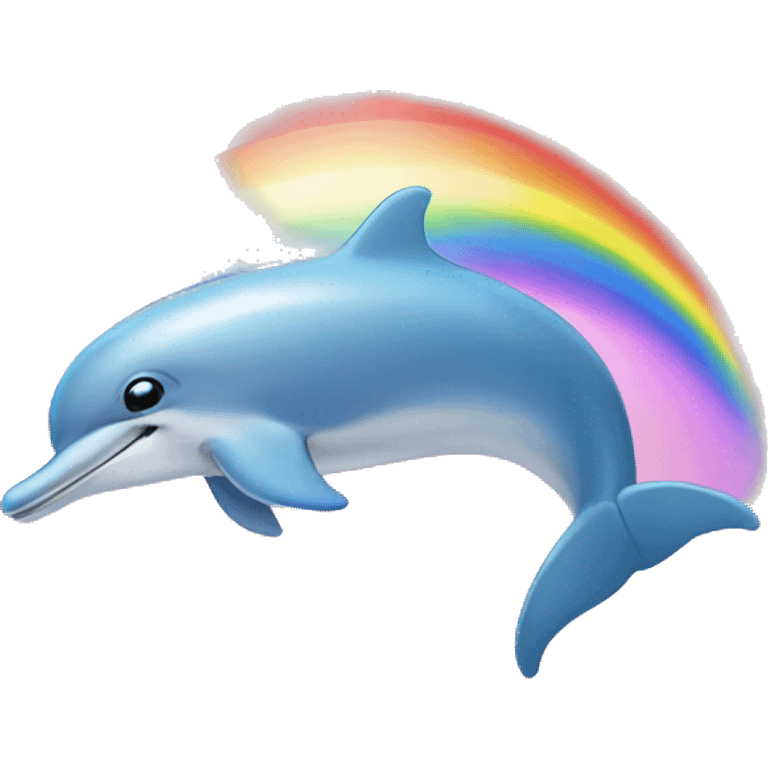 Dolphin swimming in rainbows emoji