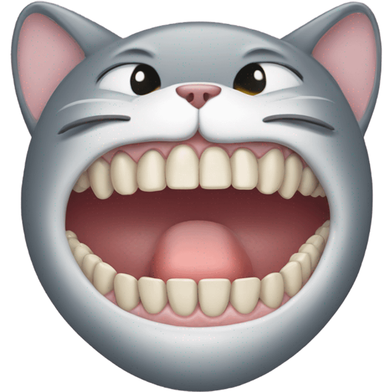 cat with a full set of human dentures emoji