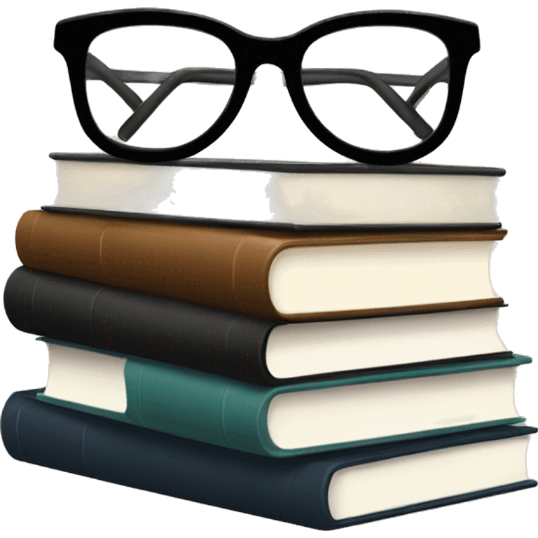 glasses on top of a stack of books emoji