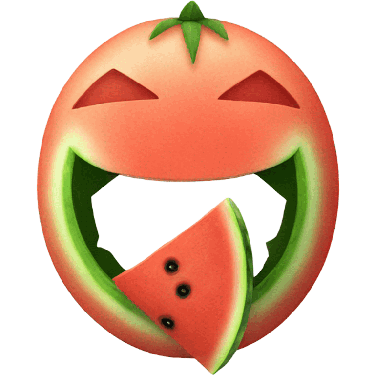 A watermelon eating a carrot emoji