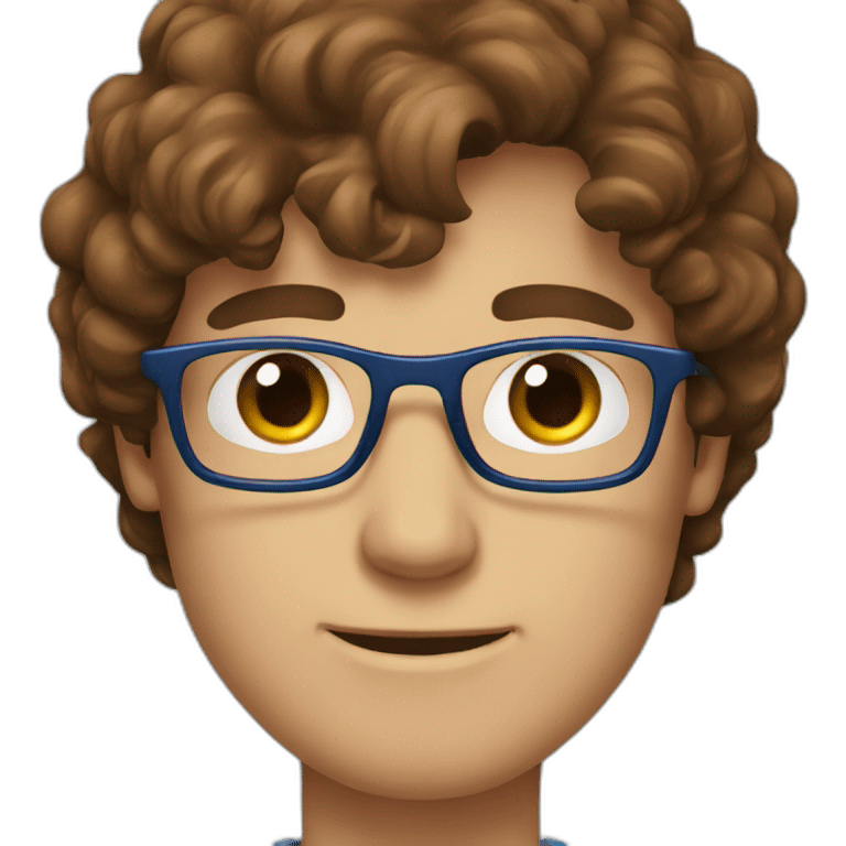 Long Brown haired and blue eye guy with glasses emoji